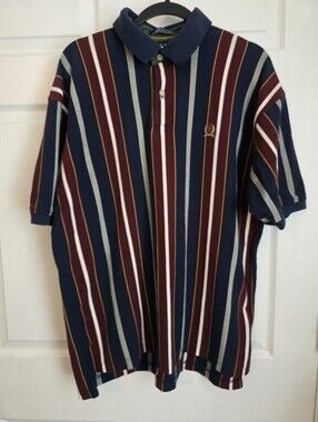 Vintage 90s Tommy Hilfiger Vertical Stripe Crest Polo Shirt XL